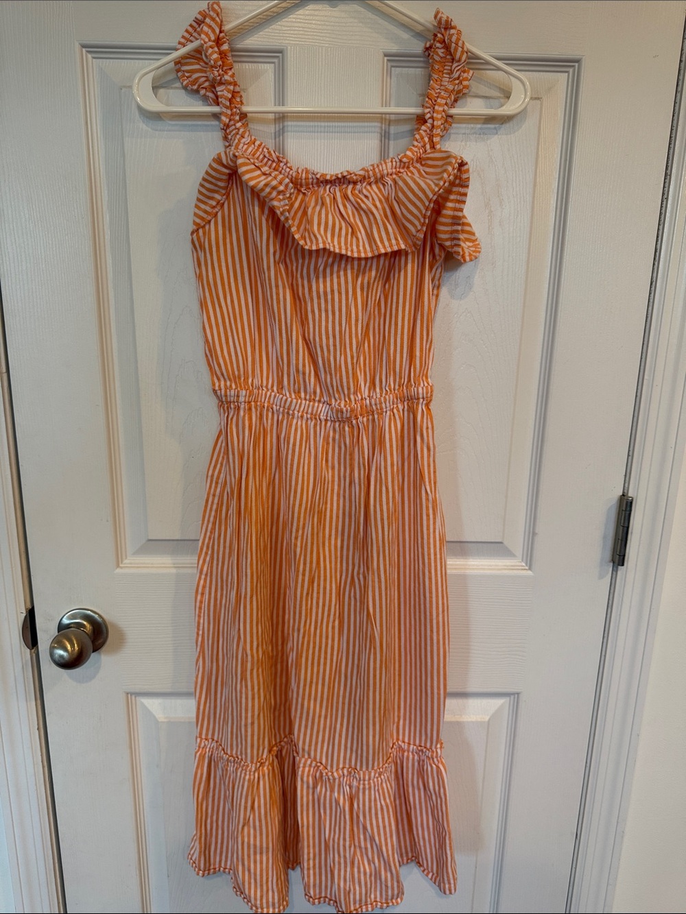 MICHAEL Michael Kors Orange and White Striped Midi Sundress